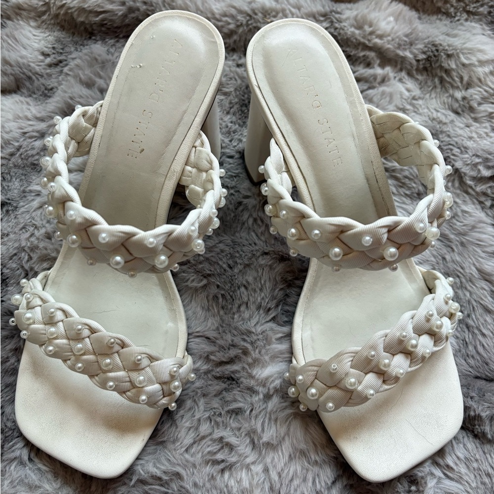 Altar'd State Cream Braided Pearl Heels